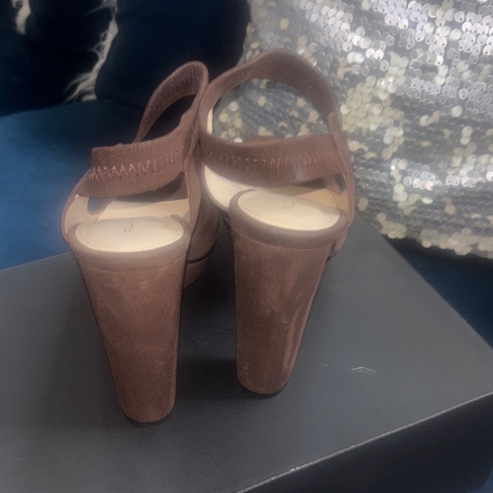 Pelle Moda Dark Brown Peep-Toe Heels - Picture 10 of 12